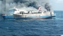 KMP Mutiara Sentosa 2 terbakar di perairan utara Sumenep Madura rute Surabaya Makassar